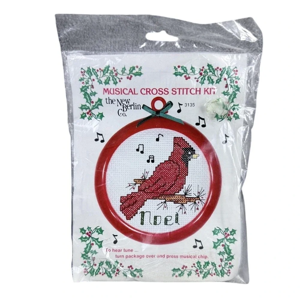 New Berlin Co Musical Cross Stitch Kit 3135 Noel Cardinal Ornament Christmas USA